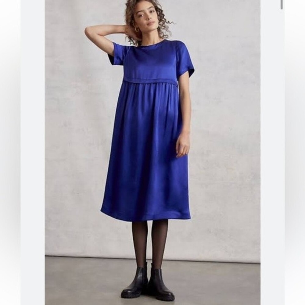 Maeve Anthropologie Sapphire Jimena Royal Blue Oversized Midi Dress Size XS NEW